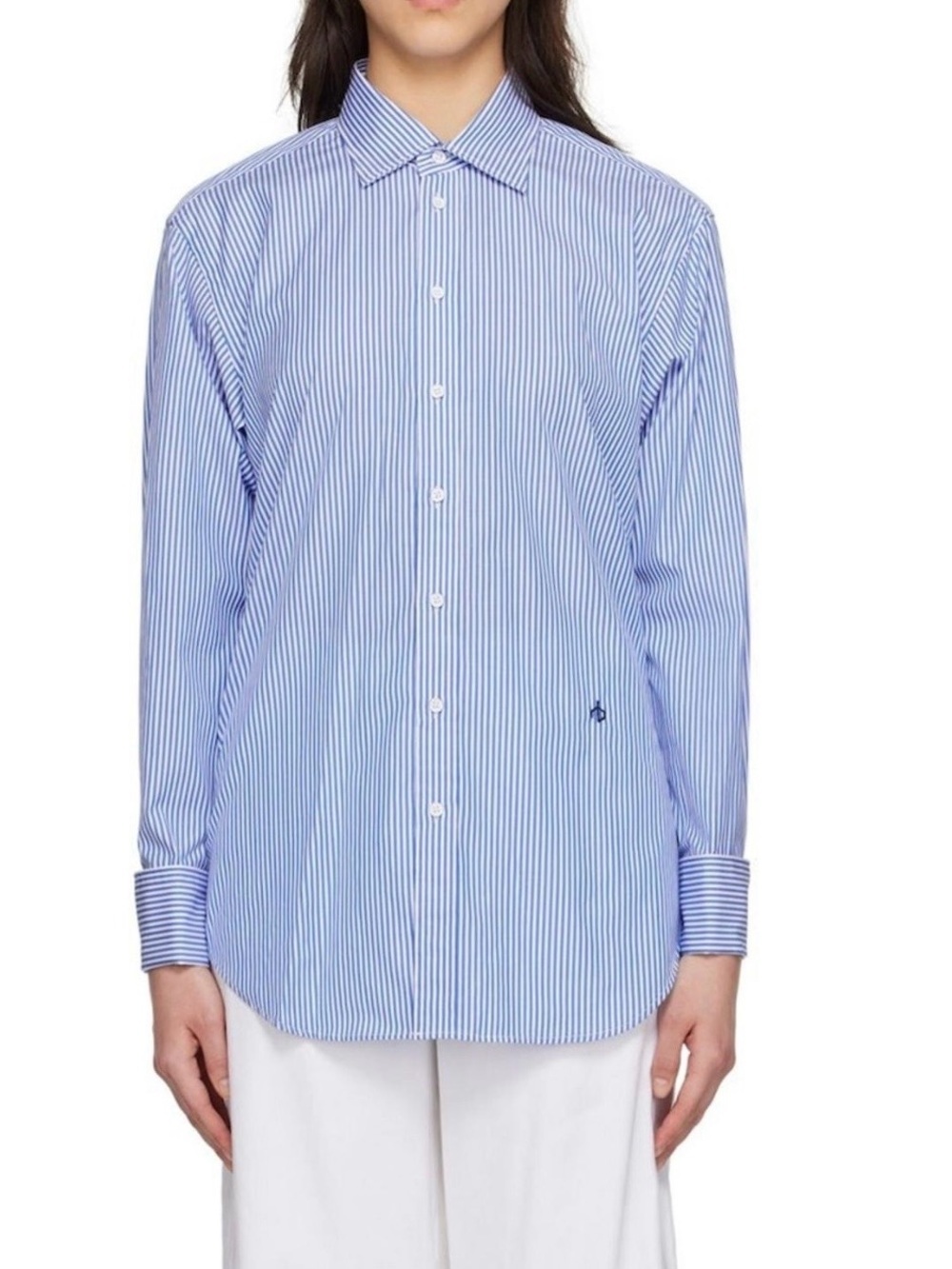 NWT rag & bone Diana Poplin Button Down Blouse In Striped Blue/White, Size S